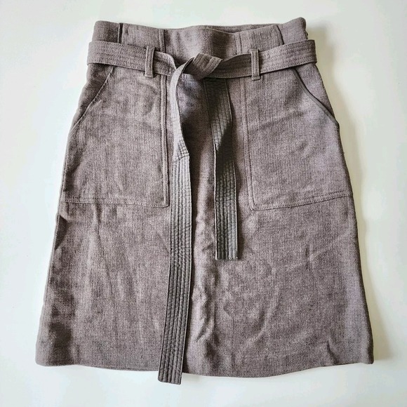 Wilfred Dresses & Skirts - WILFRED ARITZIA Wool Blend Skirt Womens 0 Pockets Belt 27" Waist Taupe Mushroom